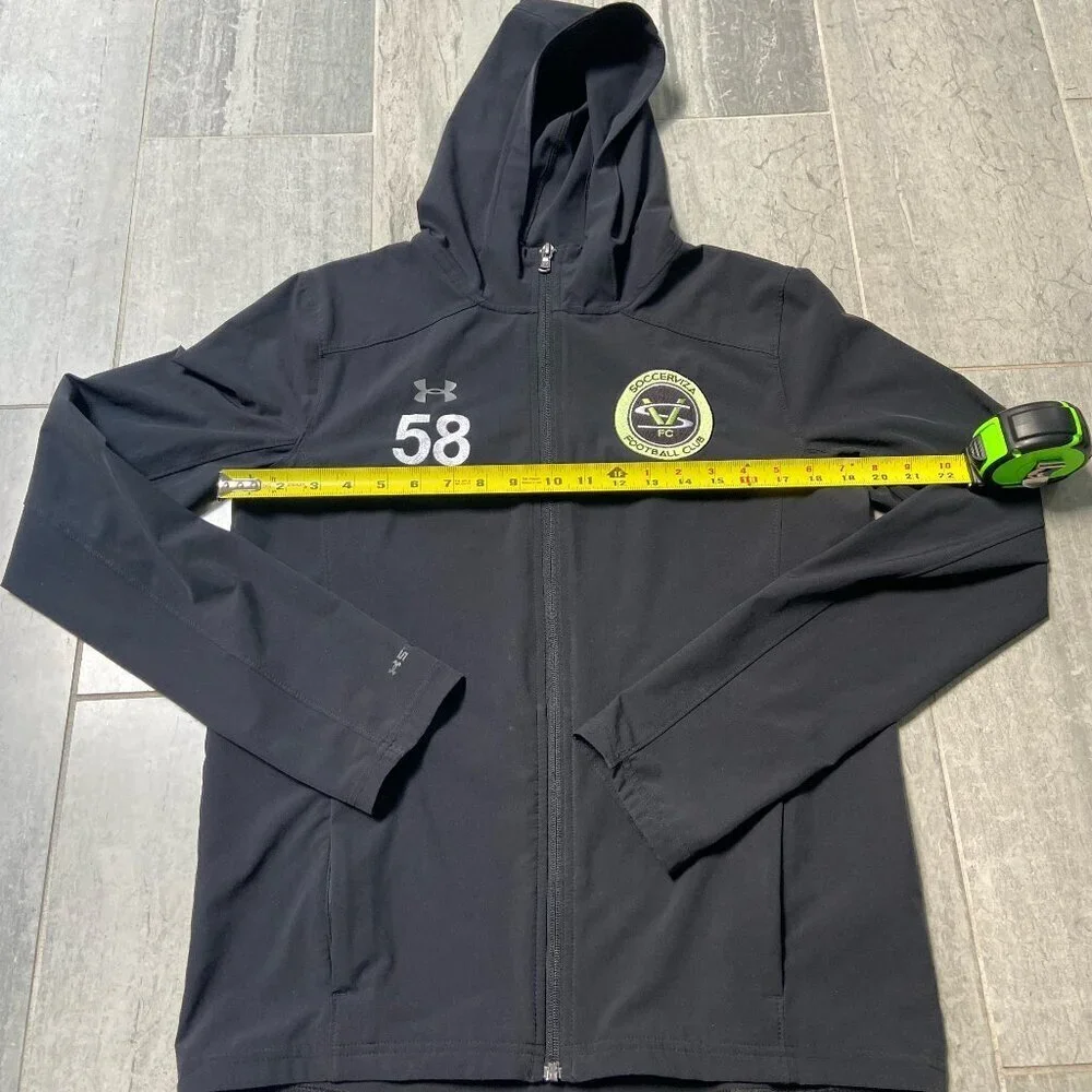 Under Armour Storm Rain Jacket Hooded Loose Fit Water-Resistant Black Youth XL
